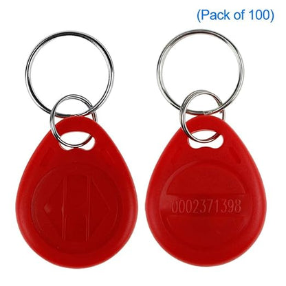 LIBO 125KHz Smart ID Key Tag Card RFID Access Control Key Card Proximity EM4100 TK4100 Keyfobs Keychains NFC Token Badge Holder (Red, Pack of 100)
