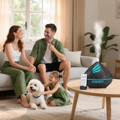 500ML Essential Oil Scent Diffuser: Remote Control &14 Colors LED - Black