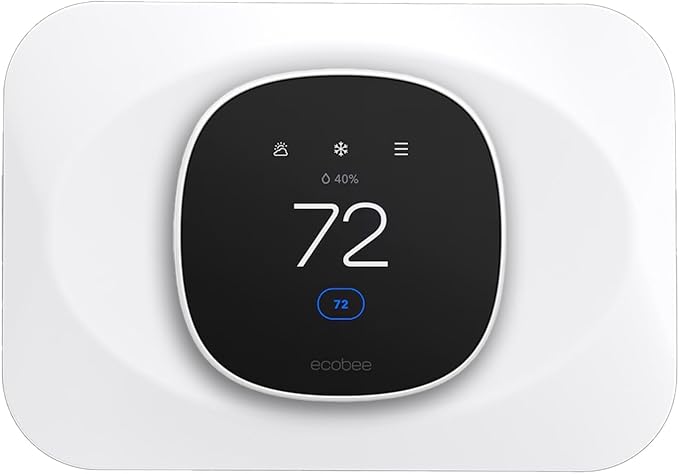 Wall Plate Cover Compatible with Ecobee Smart Thermostat Essential, Practical Ecobee Thermostat Trim Kit, Programmable WiFi Thermostat Accessory (Black Magic) (White)
