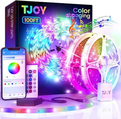 TJOY LED Lights for Bedroom 100ft, RGB Color Changing Led Strip Lighting