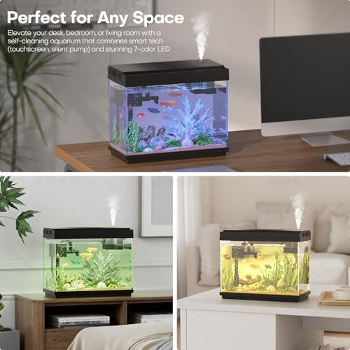 2.5 Gal Fish Tank Starter Kit, Smart Self-Cleaning Desk Aquarium