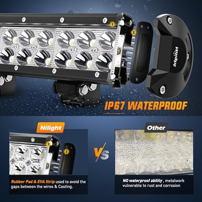 Nilight LED Light Bar 9Inch 54W 3600LM Spot Off Road Driving Lamp