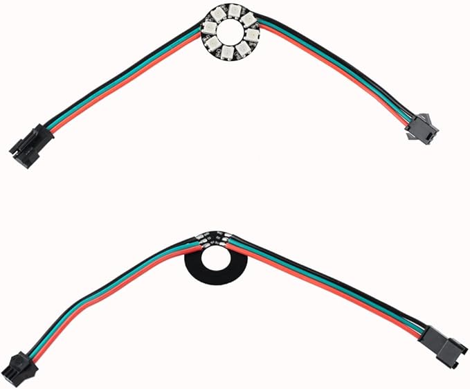 8 Bits WS2812 Addressable LED Ring with SM2.54-3P Wire, DC5V WS2812B 5050 RGB LED with Built-in Drivers Pixels Individual Controlling for Arduino Pi ESP8266 ESP32 Nodemcu (8 bits)