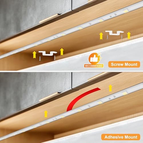 maylit Under Cabinet Strip Lighting Plug in 36in, Ultra Bright Small LED Light Bar, 2700K Warm White, Wired Lights for Kitchen Cabinet, Counter, Workbench, Desk, Closet, Shelf, Indoor
