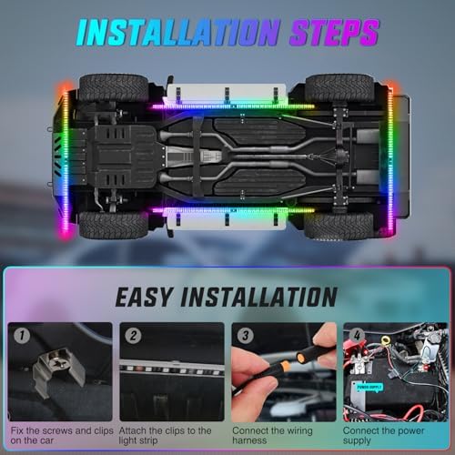Nilight 8PCS Aluminum Dream Color LED Underglow Strip Lights APP & Remote