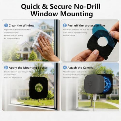 2K 3MP Window Camera with Night Vision, 5GHz & 2.4GHz WiFi Safeview Indoor Camera for Home Security, Anti-Glare Design, Motion/Human Detection, Easy & Quick Setup, 24/7 Recording (Gray, 1 Pack)