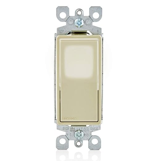 Leviton 15 Amp, 120/277 Volt, Decora LED Illuminated Rocker 4-Way AC Quiet Switch, Residential Grade, Grounding, L5614-2I, Ivory
