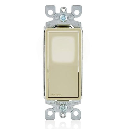 Leviton 15 Amp, 120/277 Volt, Decora LED Illuminated Rocker 4-Way AC Quiet Switch, Residential Grade, Grounding, L5614-2I, Ivory