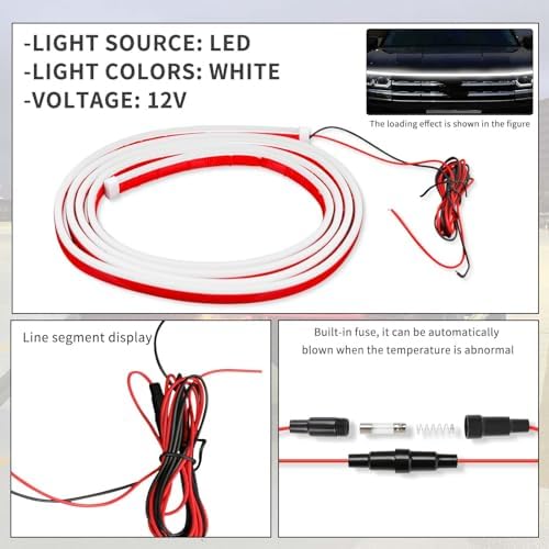 DREAMOTOR 94.5 Inch Car Hood Light Strip, White Car LED Hood Light