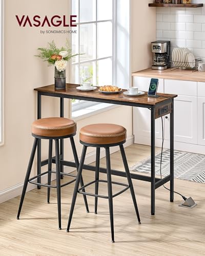 VASAGLE Bar Table with Power Outlets, Computer Desk, 47.2" W