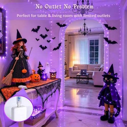 JMEXSUSS USB 100 LED Purple Fairy Lights Plug in