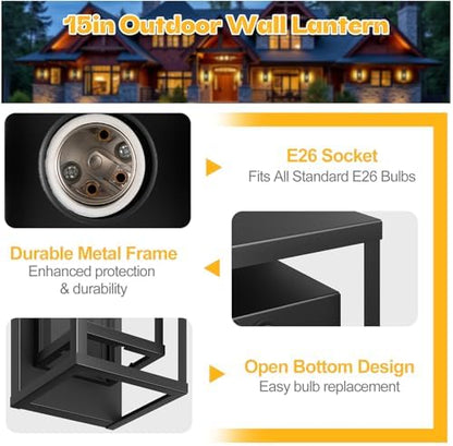 15in Outdoor Wall Light Fixture Exterior Porch Lights for House