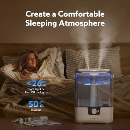 CHIVALZ 6L Humidifiers for Bedroom, Cool Mist, 26dB, 50H Runtime, White