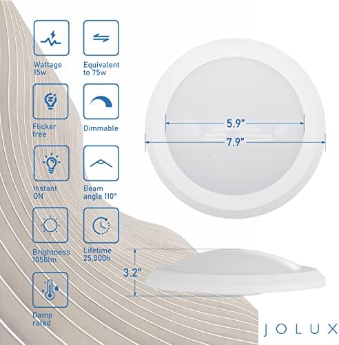 Jolux 7.5" LED Disk Light,Retrofit Flush Mount Ceiling Light, Dimmable