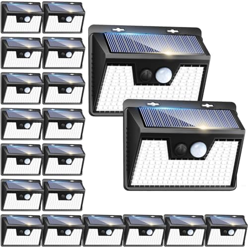 Peasur 20 Pack Solar Lights for Outside, Motion Sensor Outdoor Lights, 140LED Solar Security Lights 3 Working Modes, Solar Lights Outdoor Waterproof for Outside Garden Yard Fence