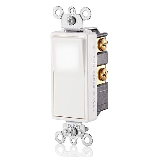 Leviton 15 Amp, 120/277 Volt, Decora LED Illuminated Rocker 4-Way AC Quiet Switch, Residential Grade, Grounding, L5614-2W, White