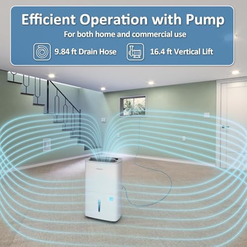 Waykar 150 Pints 7000 Sq.Ft Energy Star Dehumidifier with Pump for Basement
