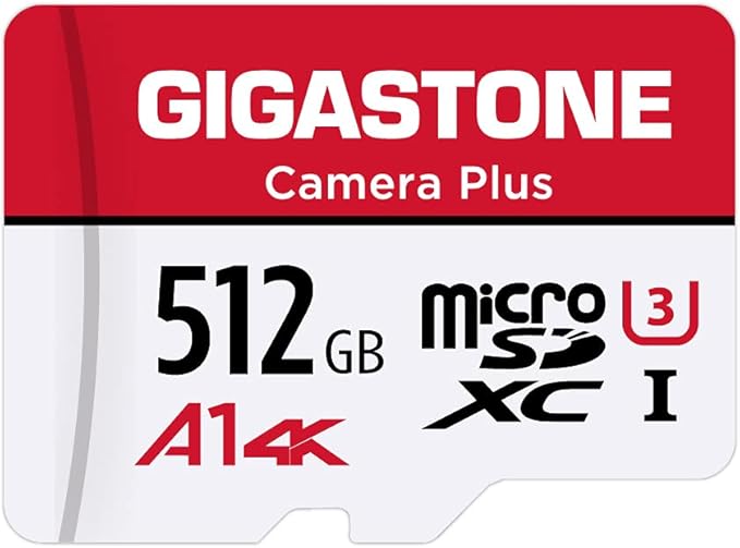 Gigastone 512GB Camera Plus Series Memory Card, Read Speed up to 100MB/s. Ideal for Full HD Video Gopro Drone Android Camera, A1 Micro SDXC Card with Mini Case and SD Adapter.