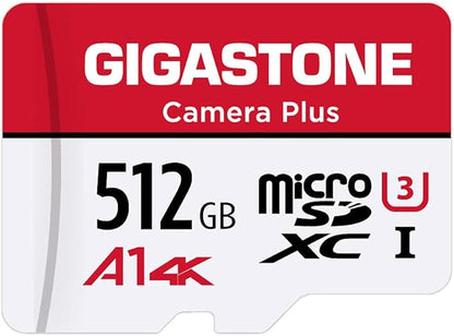 Gigastone 512GB Camera Plus Series Memory Card, Read Speed up to 100MB/s. Ideal for Full HD Video Gopro Drone Android Camera, A1 Micro SDXC Card with Mini Case and SD Adapter.