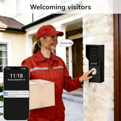 2 Wires Video Door Phone intercom doorbell System, 7 Inch Touch Screen Monitor, 1080P, Remote Unlock, Human Detection, Two-Way Audio, Night Vision, Waterproof, RFID Access Control