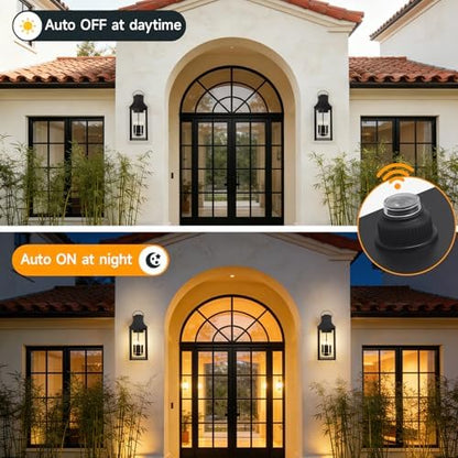 25'' Dusk Dawn Outdoor Wall Light, Large Black Exterior Porch Light Fixture