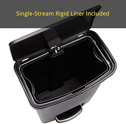 Rubbermaid Commercial Products Streamline Slim Step-On Plastic Trash Can, 4 Gallon, Red, Hands-Free Garbage Can for Medical Waste in Hospitals/Lab/Emergency/Patient Rooms