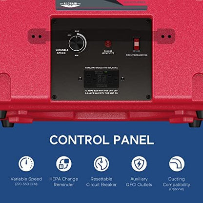 AlorAir CleanShield HEPA 550 - Heavy Duty Commercial Air Scrubber HEPA Filter System, 25' Power Cord with Lighted End and Roto-Molded Unbreakable Housing Air Cleaner, cETL Listed, Red (Pack of 8)
