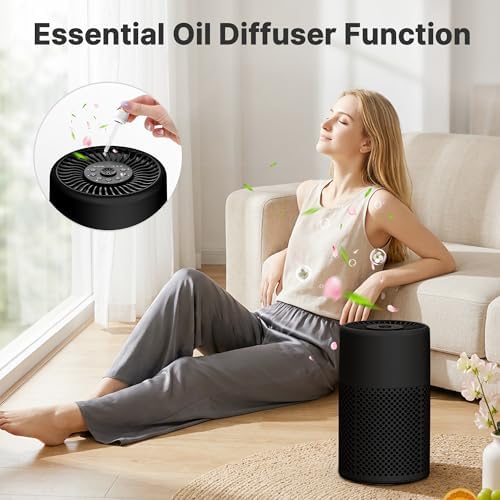 Air Purifiers for Bedroom, Dorm Room, True HEPA Filter for Smoke, Black