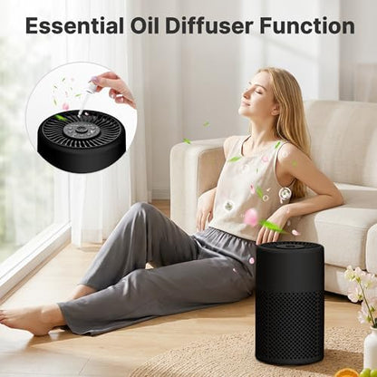 Air Purifiers for Bedroom, Dorm Room, True HEPA Filter for Smoke, Black
