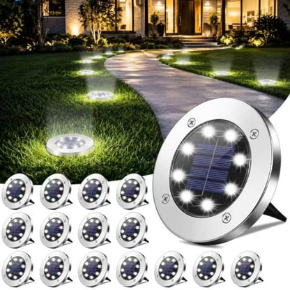 OULONGER 4.6inch Solar Ground Lights, Garden Solar Outdoor Waterproof Pathway Bright In-Ground Landscape Lights for Patio, Lawn, Yard, Driveway, Step and Walkway(White Light 16Packs)