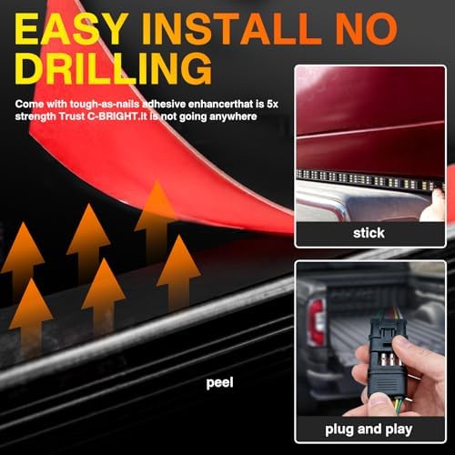 LIGBT 60 Inch Led Truck Tailgate Light Bar Strip 504LED Triple Row LED Tailgate Running Light Kit Flexible Brake Lights Turn Signal White Reverse Light Waterproof for Car Pickup SUV