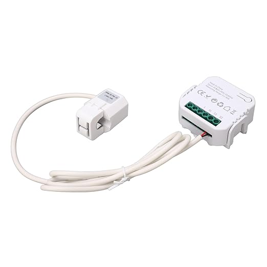 Fafeicy Smart Electricity Meter with Clamp, WiFi Power Consumption Monitor, Energy Management, Remote Control, Overload Protection, White