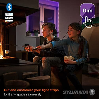 SYLVANIA Smart (3) 2ft Bluetooth Mesh Indoor LED Flex Light Strip Starter Kit for Alexa/Google/Apple HomeKit, RGBTW Full Color, Dimmable, Accessories Included - 1 Pack (75575)
