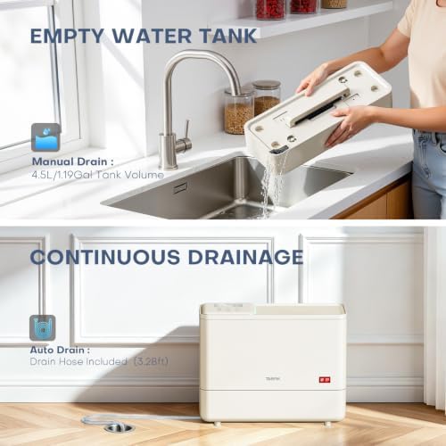1500 Sq.Ft Dehumidifier for Basement with Drain Hose and 1.2 Gal Tank