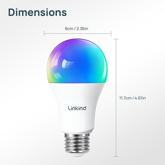 Linkind Matter Smart Light Bulbs 1100LM (75W Equivalent) 2Pack Bundle Matter Smart Light Bulbs 800LM (60W Equivalent) 4Pack (Compatible with Alexa/Apple Home/Siri/Google Home/SmartThings)