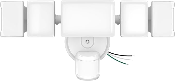 Olafus 18000LM Ultra Bright Motion Sensor Outdoor Lights, 5 Heads Flood Light, IP65 Waterproof LED Security Light, 6500K Dusk to Dawn Outdoor Lighting for Large Outdoor Areas Garage, Backyard, White