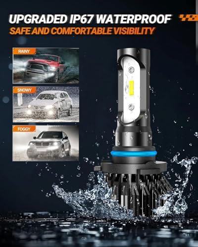 SEALIGHT H10 LED Fog Light Bulbs or DRL, 14000LM 600% Much Brighter Wide-angle Design, 6500K Xenon White 9140 9145 H10 LED Fog Lights, Lighting Range Over 1000FT, Plug and Play with Wire, Pack of 2