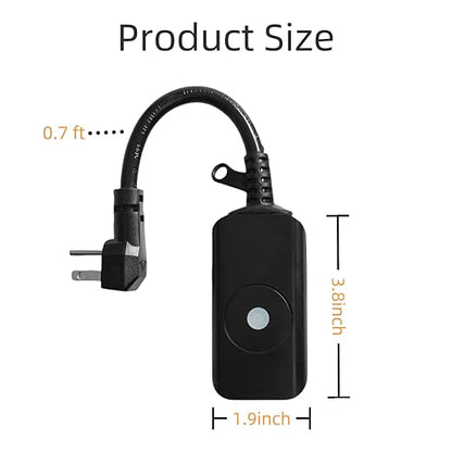 5GHz &2.4 GHz Outdoor Smart WiFi Plug Outlet,IP44,15 Amps,One Grounded Outlet, Wireless Remote, Alexa Smart Plugs and Google Home Assistant, ETL Listed,Black(1 Pack)