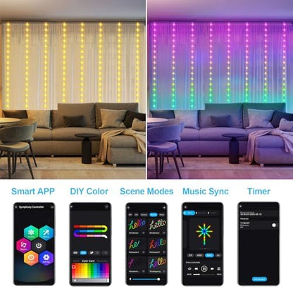 Smart Curtain Lights RGB 5050 Built in Chip with APP Remote Control