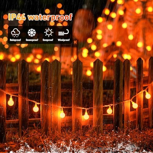 JMEXSUSS Connectable 100 LED Globe Orange Halloween Lights Indoor