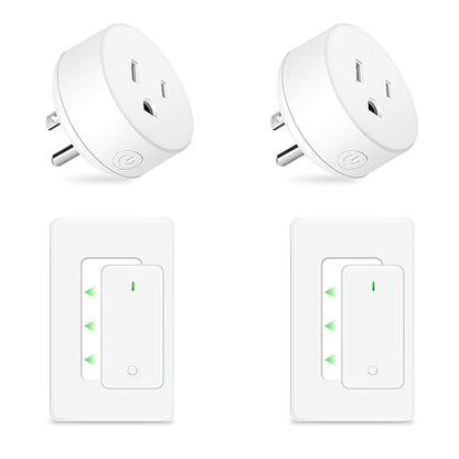 NineLeaf 2 Remote Control Outlet Plug with 2 Separate Switches – 500ft Range Wireless Light Switch, No Wiring, Removable Magnetic Base, 15A/1500W, Programmable Timer for Lamps, Fans, Holiday Décor