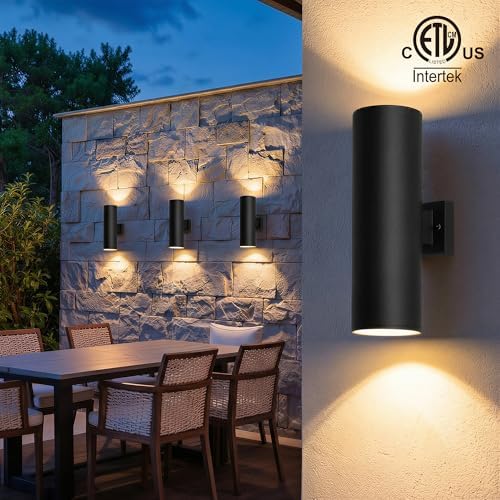 mirrea 18" Modern Outdoor Porch Light in 2 Lights, Matte Black, 4 Pack