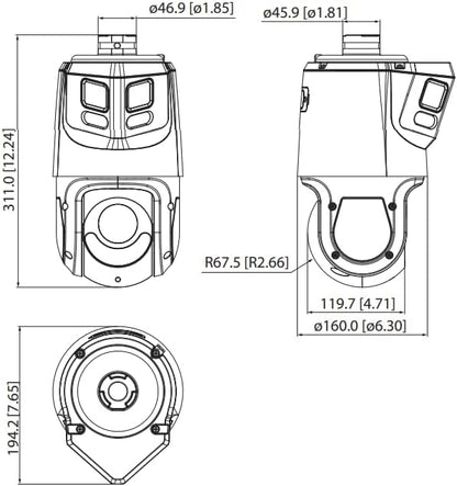 EmpireTech IP POE Panoramic & PTZ Wired Camera Dual Lens 8MP + 4MP 25x Starlight Smart Dual Light,Perimeter Protection,PTZ4E25X-T180