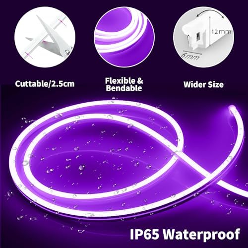 iNextStation Purple LED Light Strip 16.4FT LED Rope Light (with DC12V Plug)