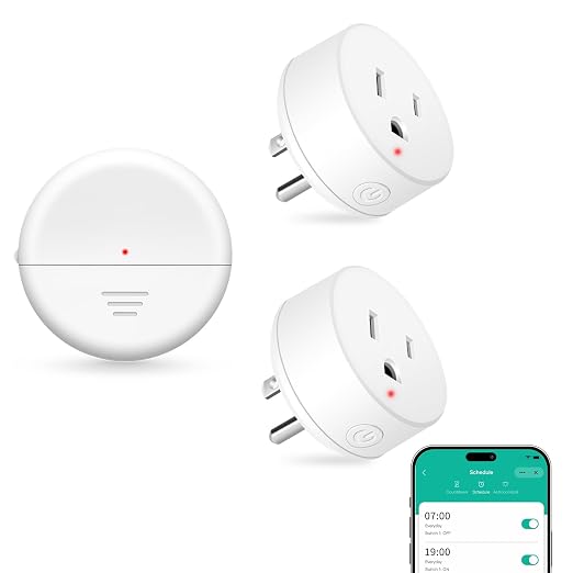 NineLeaf Wireless Motion Sensor WiFi Outlet 260FT Remote Smart Switch | App Control, Adjustable Sensing Mode, WIFI Auto Control Lights Fan Appliances, No Wiring,Garage,1Sensor 2Plugs