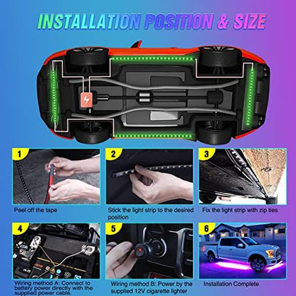 Nilight 4PCS RGB LED Underglow Lights for Cars with Wireless Remote