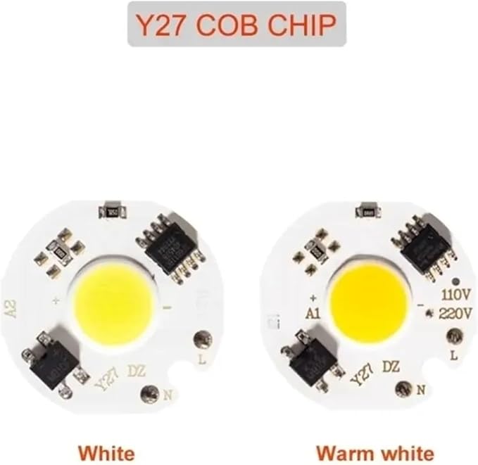 6Pcs/lot LED 3W 5W 7W 10W 12W COB Chip Lamp 220V Smart IC No Need Driver LED Bulb for Flood Light Cold White Warm White(White Light,220V_12W)
