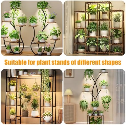 8.6'' LED Plant Growing Light Strips, Full Spectrum 3500K Grow Light for Indoor Plants with 3/9/12H Timer, 10 Dimmable Levels for Seedling Succulent and Plant Shelf, 4 Head 2 Pack