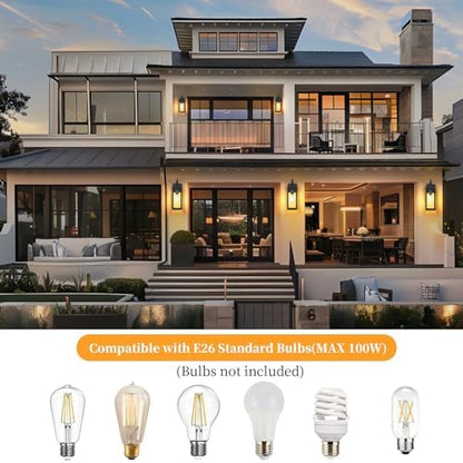 16'' Outdoor Wall Lights 2 Packs, Exterior Lighting Fixtures, Black