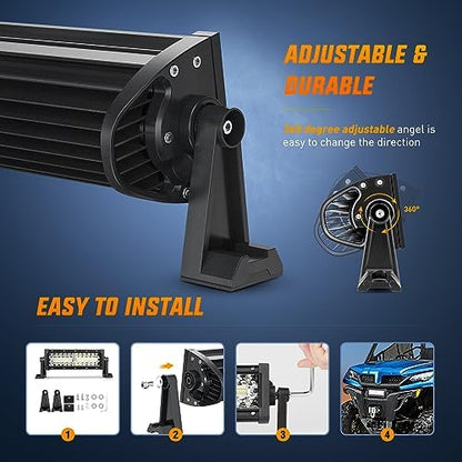 Nilight LED Light Bar 9.5 Inch Triple Row Spot Flood Combo 64LEDs Lights Fog Driving Work Backup Bumper Lighting for Off-Road Truck SUV ATV UTV